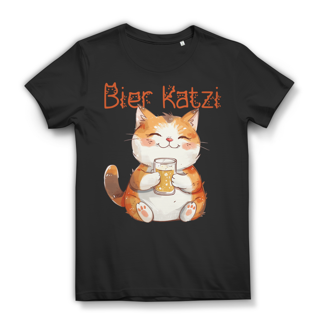 Bier Katzi Damen T-Shirt Katzenliebhaberin Kawaii Katze