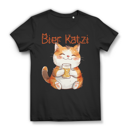 Bier Katzi Damen T-Shirt Katzenliebhaberin Kawaii Katze