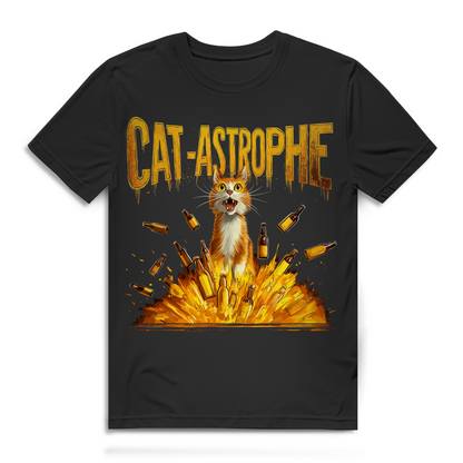 CAT-ASTROPHE Herren T-Shirt Katze Bier Katzenliebhaber Katzenfan Explosion