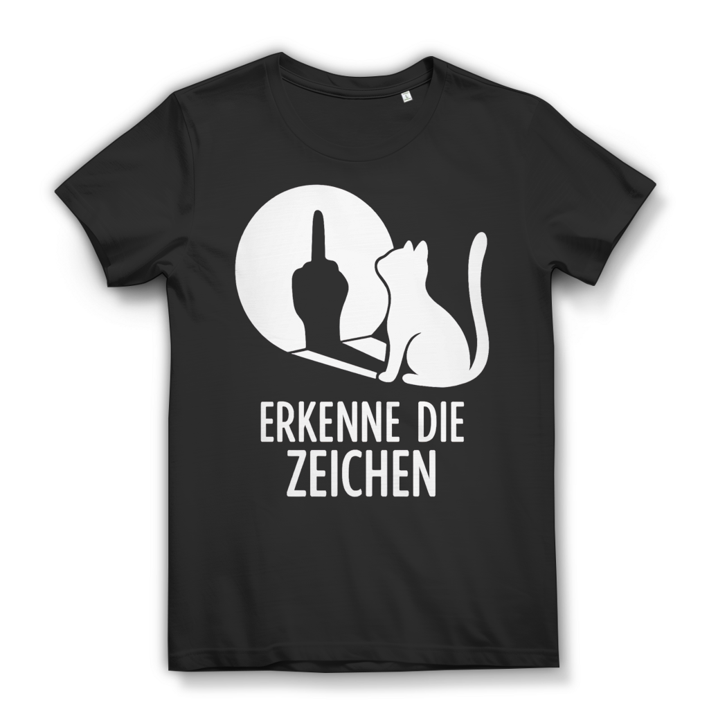 Erkenne die Zeichen Katze Mittelfinger Schatten Damen T-Shirt Black