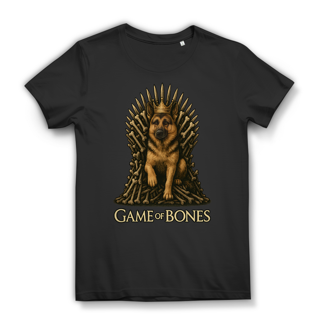 Game of Bones Damen T-Shirt Schäferhund Krone Thron Black