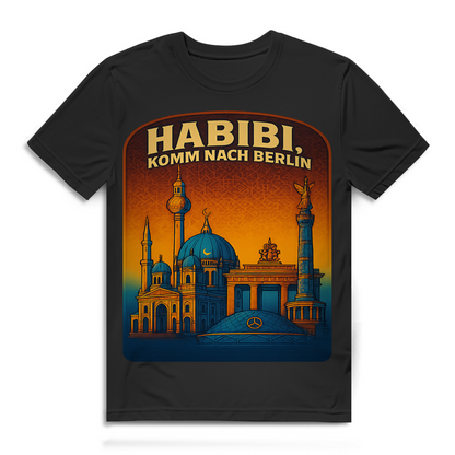 Habibi komm nach Berlin Skyline Retro Hauptstadt Herren T-Shirt