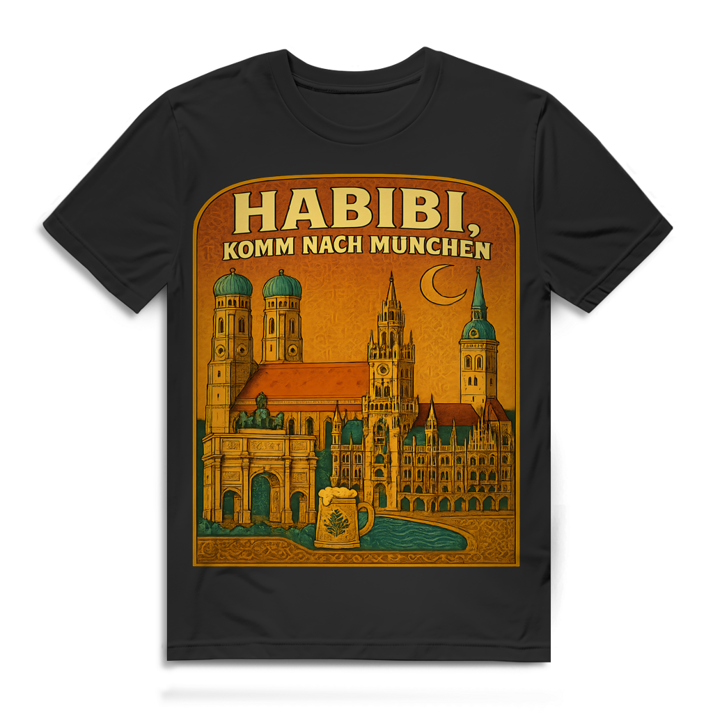 Habibi komm nach München Herren T-Shirt Frauenkirche Bayern Black