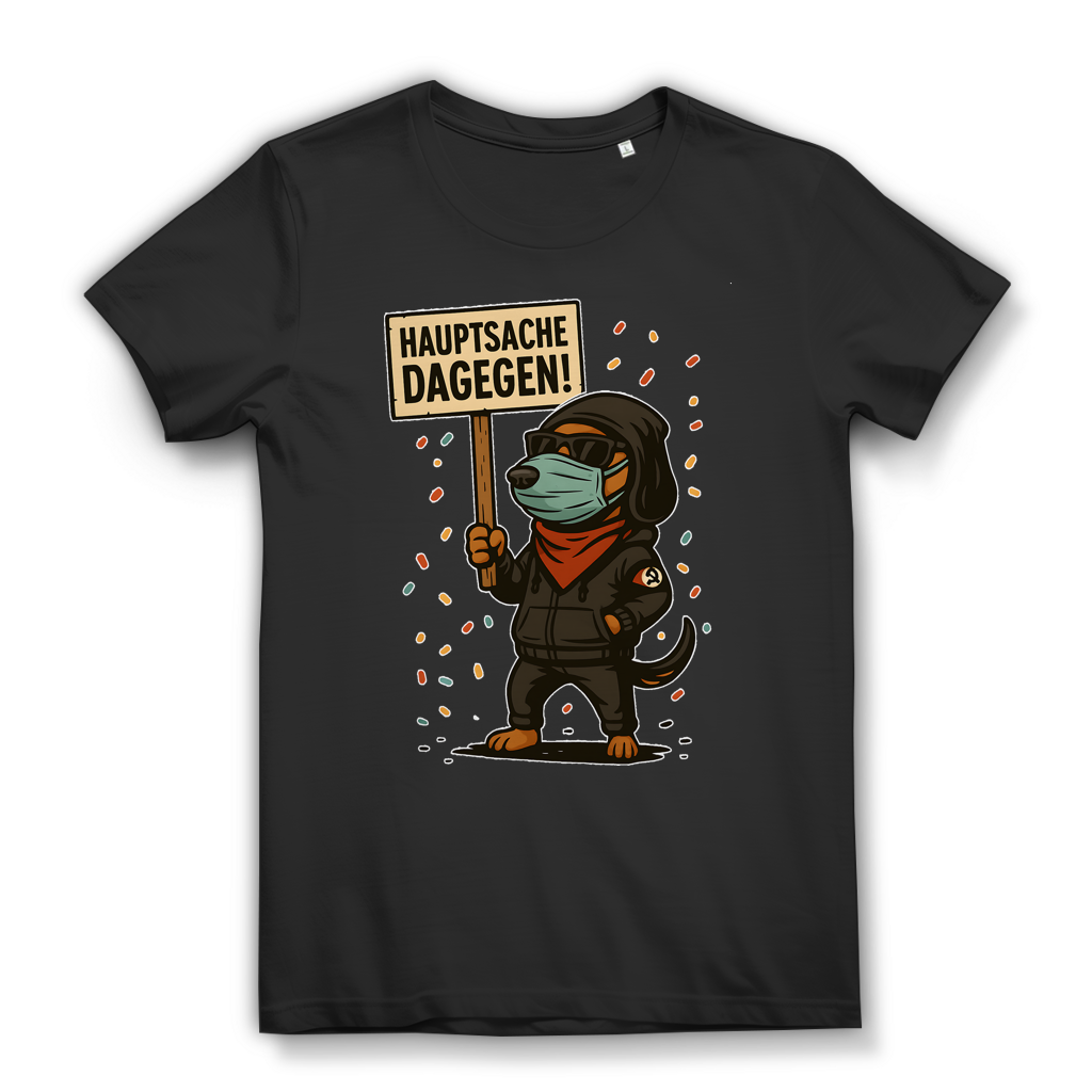 Hauptsache dagegen Demo Protest Hund Parodie Damen T-Shirt Black