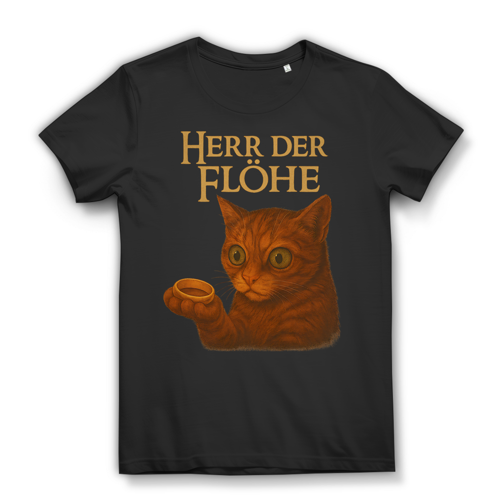 Herr der Flöhe Damen T-Shirt Katze Ring Fantasy Katzenliebe Black