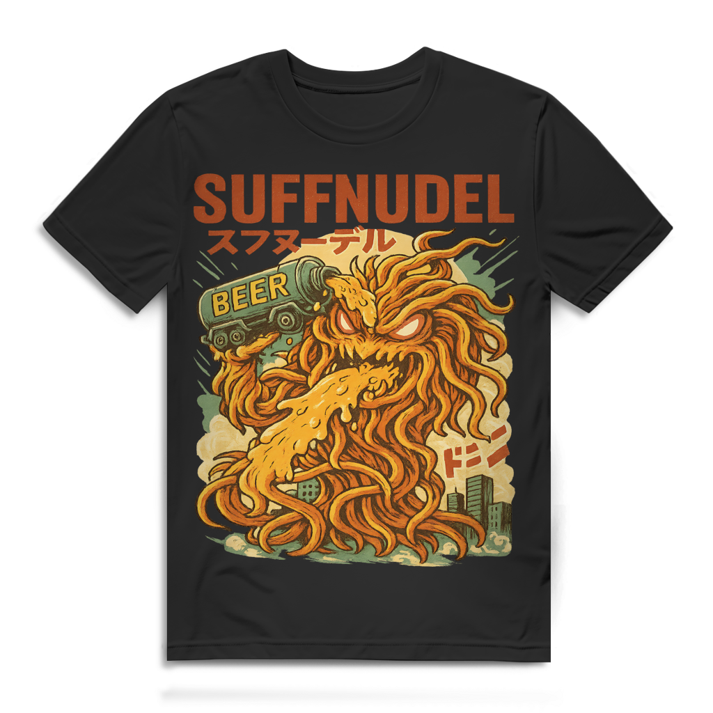 Suffnudel Herren T-Shirt Ramen Kaiju Bier Monster Japan Anime Black