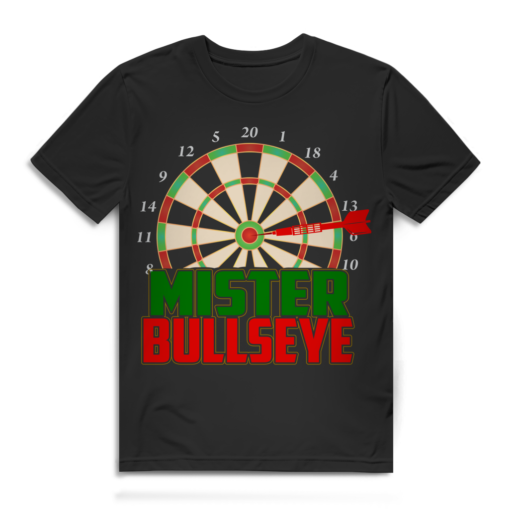 Mister Bullseye Herren T-Shirt Dartspieler Dartscheibe Black