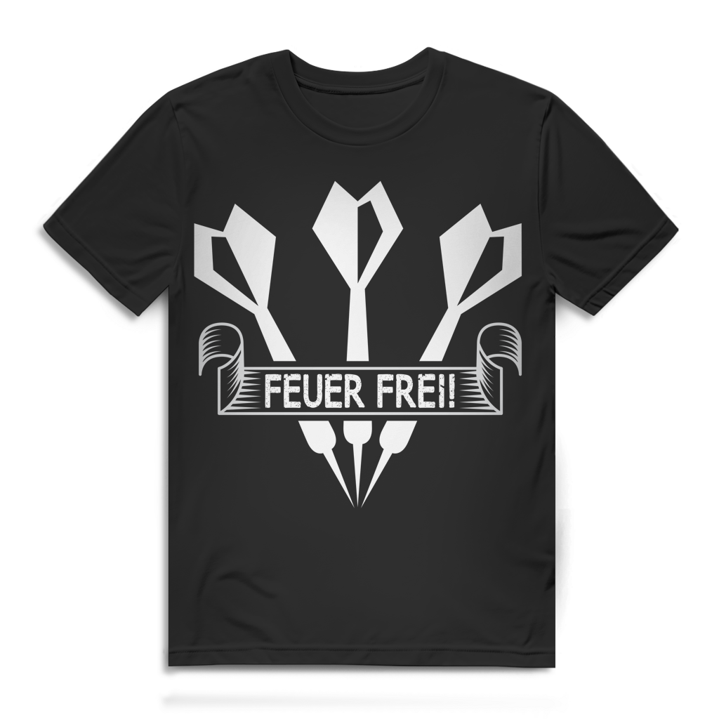 Feuer Frei Herren T-Shirt Dartspieler Dartturnier Black