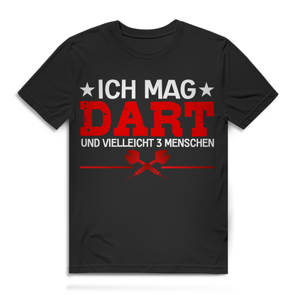 Ich mag Dart und vielleicht 3 Menschen Dartspieler Darten Herren T-Shirt
