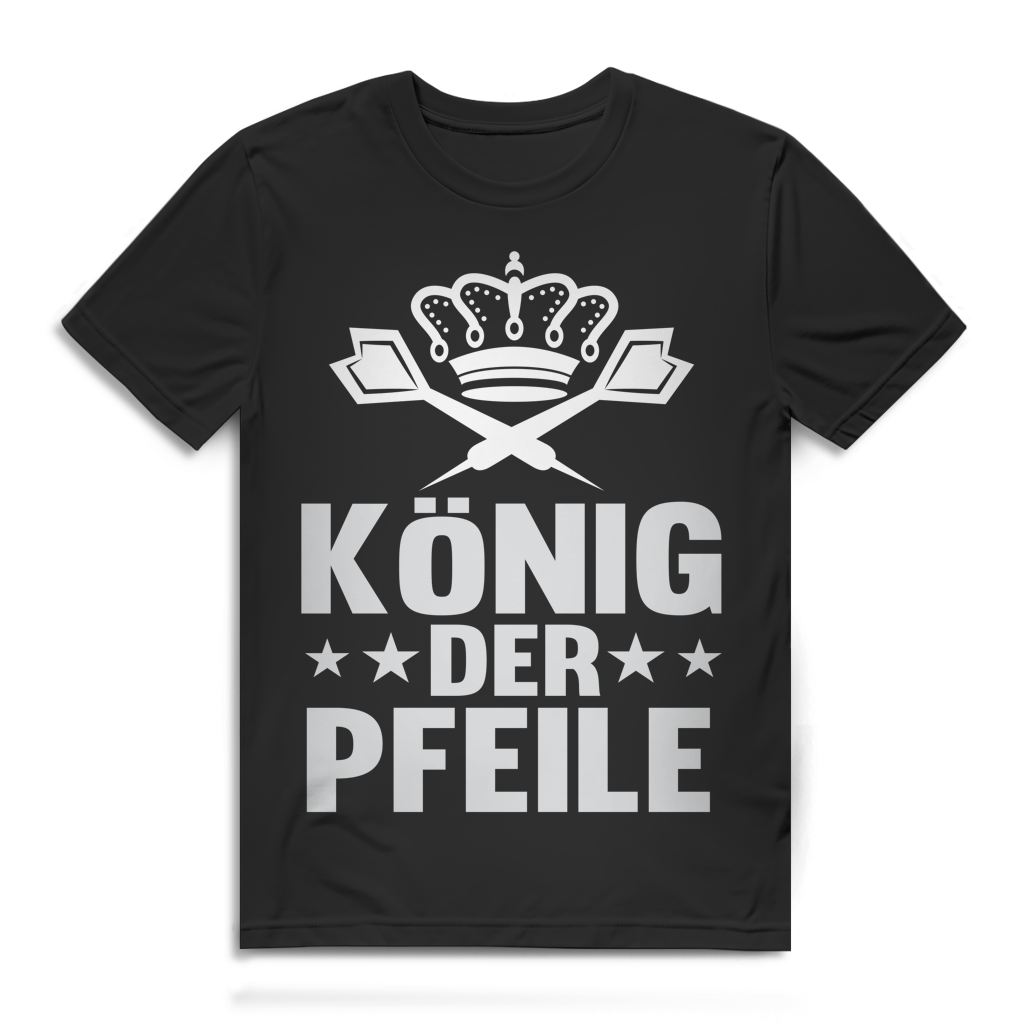 König der Pfeile Herren T-Shirt Dartkönig Ligaspieler Turnier Black