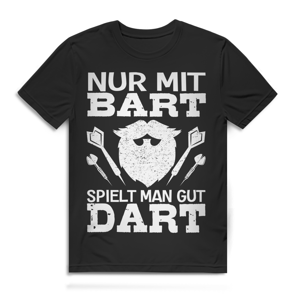 Nur mit Bart spielt man gut Dart Herren T-Shirt Bartträger Dartspieler Black