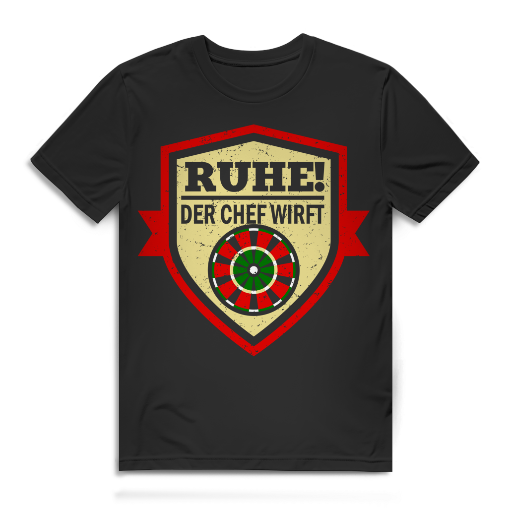 Ruhe der Chef wirft Herren T-Shirt Dartchef Dartspieler Black