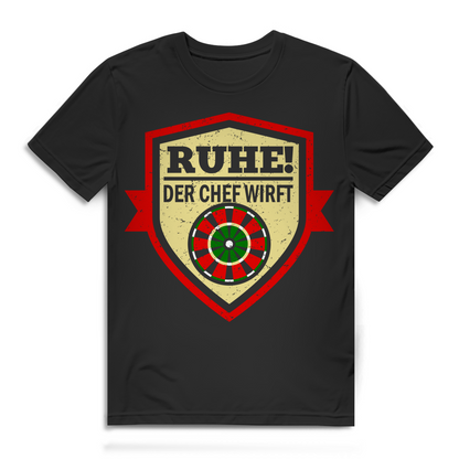 Ruhe der Chef wirft Herren T-Shirt Dartchef Dartspieler