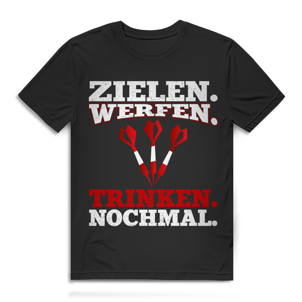 Zielen Werfen Trinken Nochmal Herren T-Shirt Kneipensport Dartabend