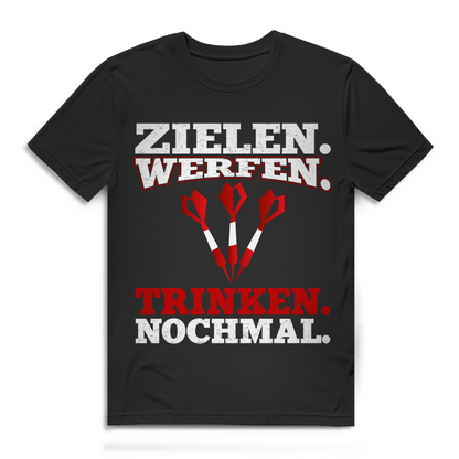 Zielen Werfen Trinken Nochmal Herren T-Shirt Kneipensport Dartabend