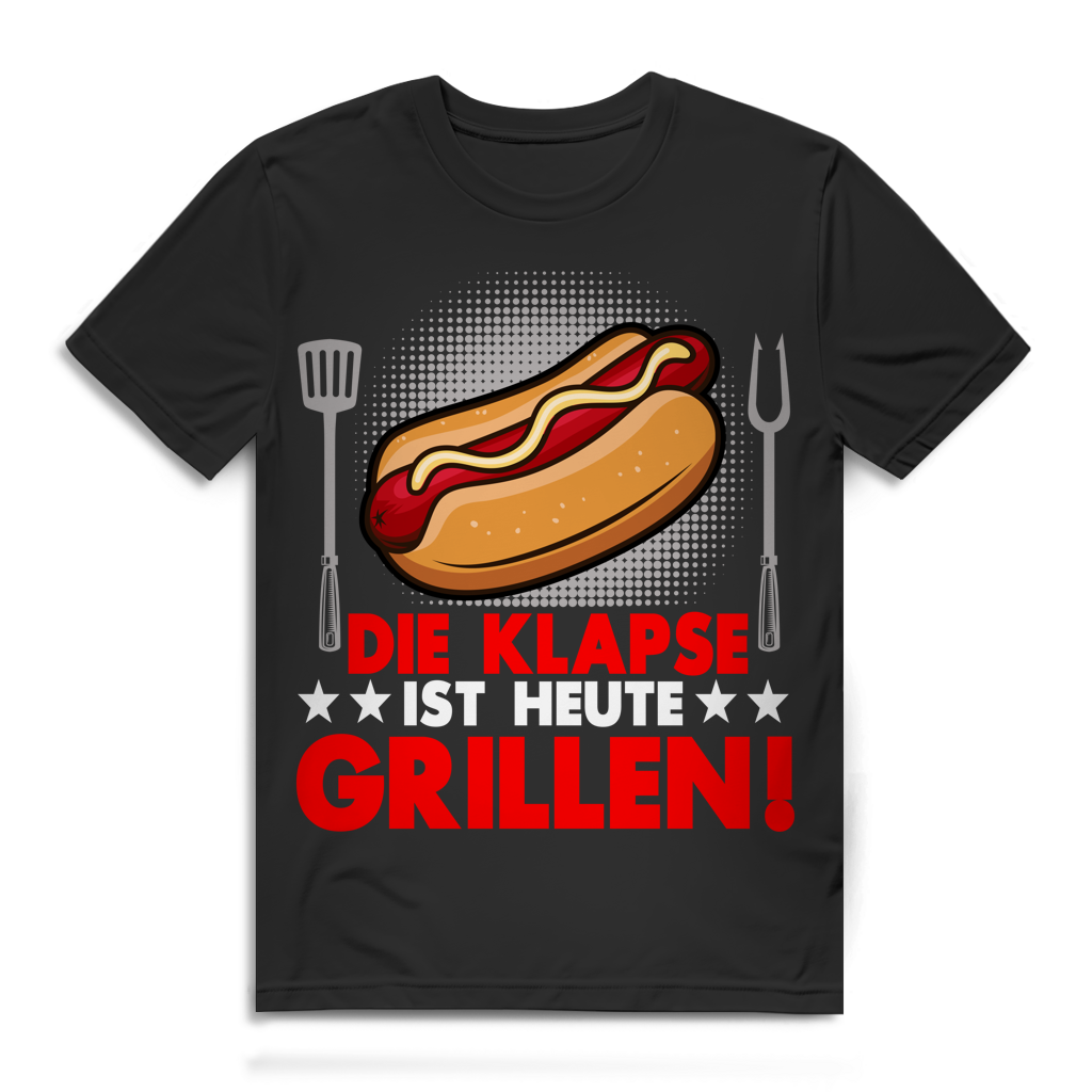Die Klapse ist heute Grillen Herren T-Shirt Hotdog Bratwurst Grillparty Black