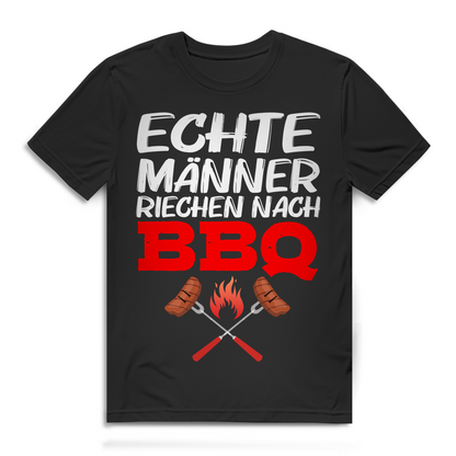 Echte Männer riechen nach BBQ Herren T-Shirt Grillsaison Barbecue Feuer