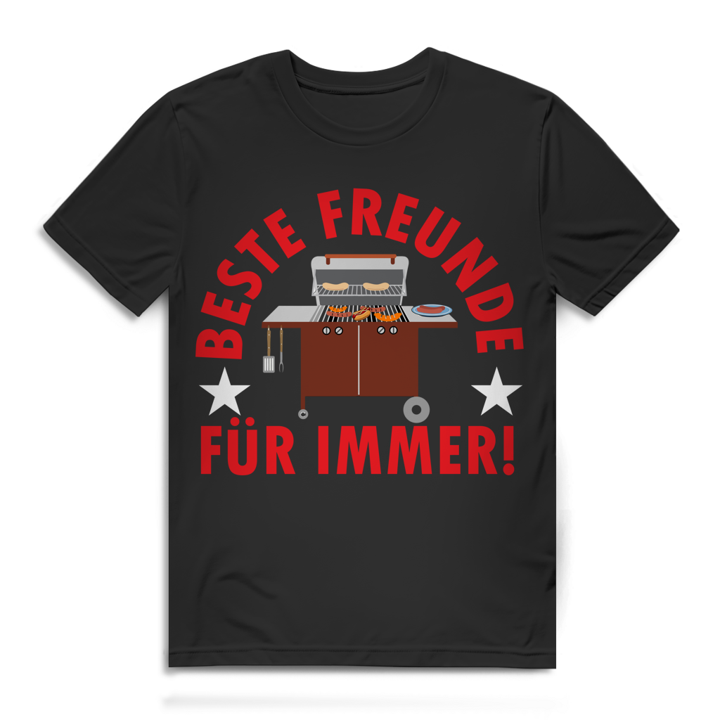 Beste Freunde für immer Herren T-Shirt Gasgrill Grillparty Freundschaft Black