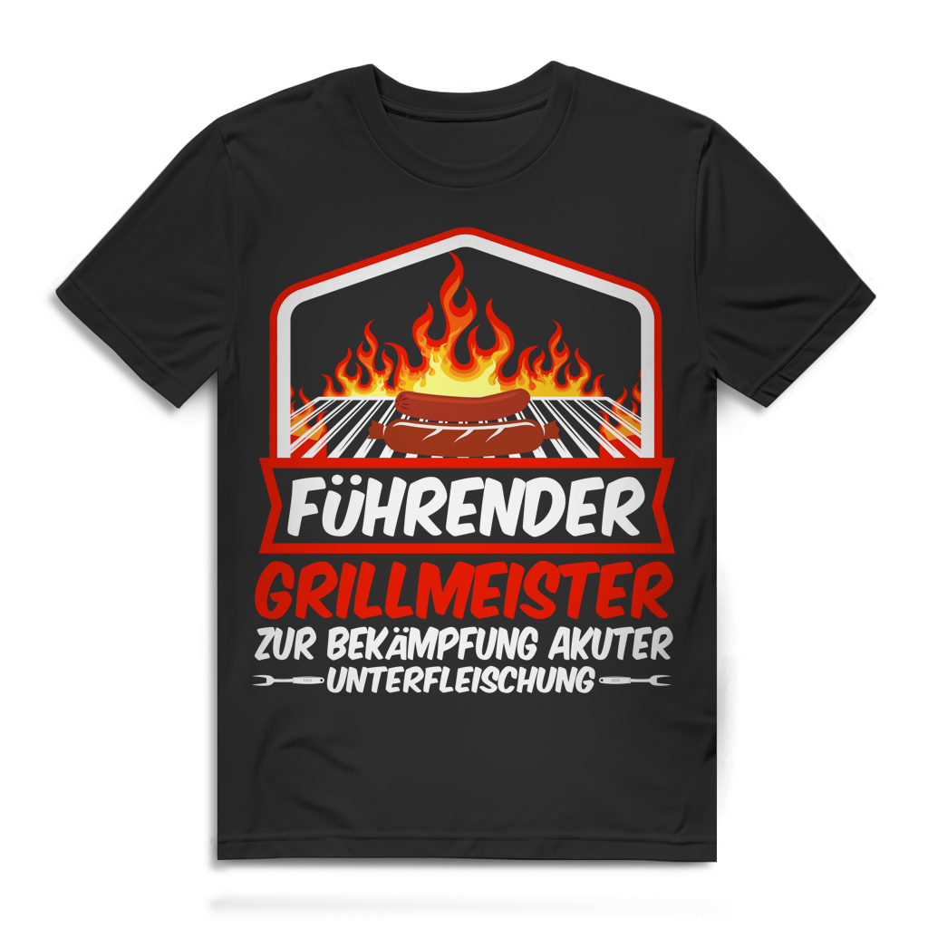 Führender Grillmeister gegen akute Unterfleischung Herren T-Shirt Black