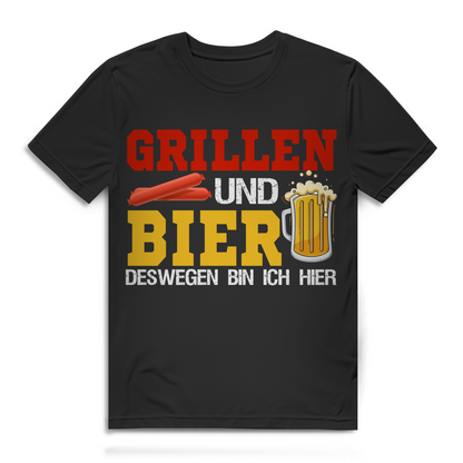 Grillen und Bier deswegen bin ich hier Herren T-Shirt Bratwurst Baumwolle