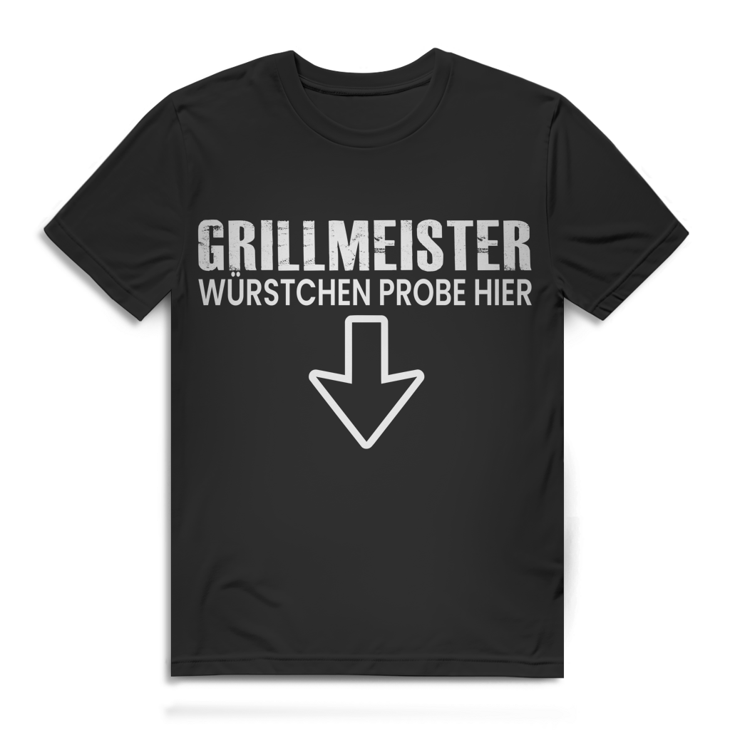 Grillmeister Würstchen Probe hier Herren T-Shirt Zweideutig Grill Grillen Black