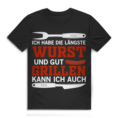 Ich habe die längste Wurst und gut grillen kann ich auch Herren T-Shirt