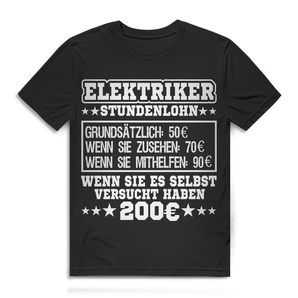 Elektriker Stundenlohn Herren T-Shirt Black