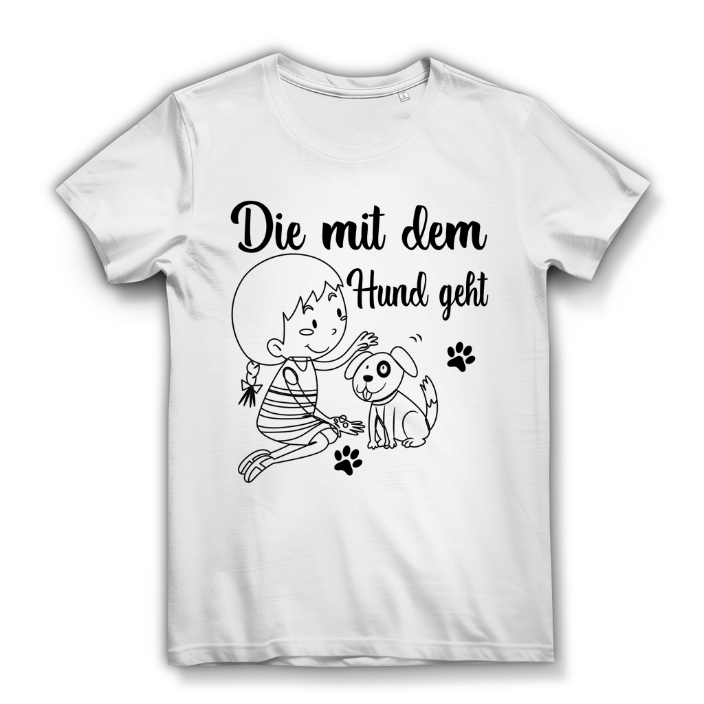 Die mit dem Hund geht Damen T-Shirt White
