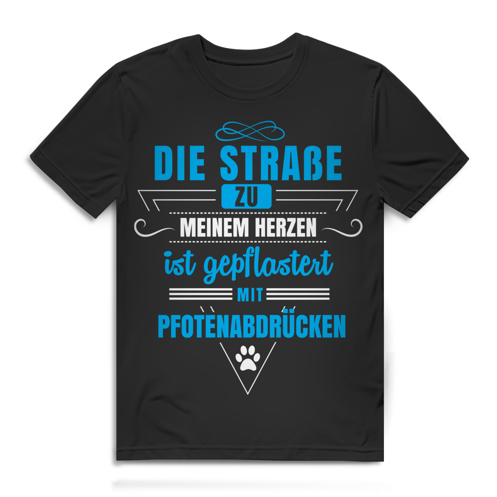 Die Straße zu meinem Herzen mit Pfotenabdrücken Hundehalter Herren T-Shirt Black