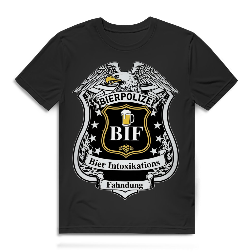Bierpolizei BIF Bier Intoxikations Fahndung Herren T-Shirt Black
