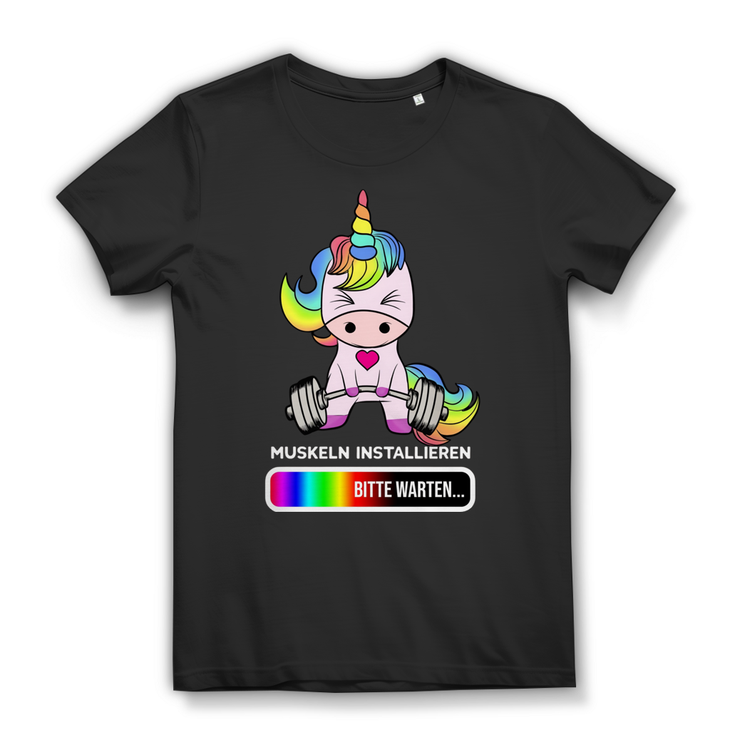 Muskeln installieren Bitte warten... Einhorn Damen T-Shirt Black