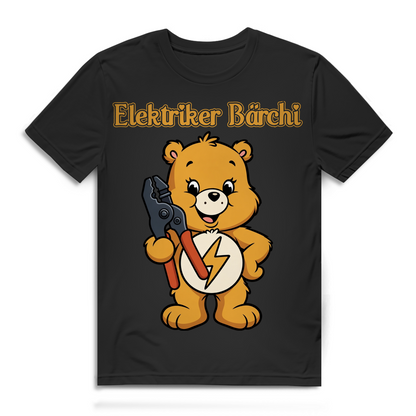 Elektriker Bärchi Herren T-Shirt Zange Blitz Motiv Funshirt Black