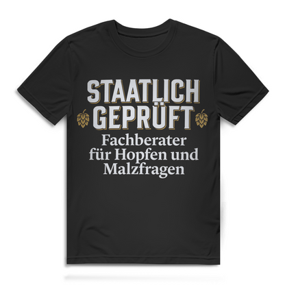 Staatlich geprüft Fachberater Hopfen Malz Herren T-Shirt Black