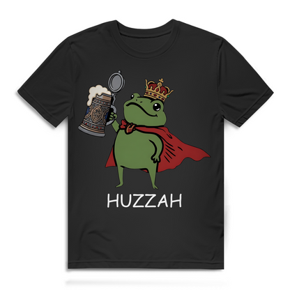 Huzzah Herren T-Shirt Frosch König Bierkrug Motiv Funshirt Black