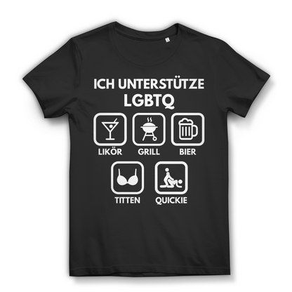 Ich unterstütze LGBTQ Likör Grill Bier Titten Quickie Damen T-Shirt Black