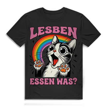 Lesben Essen Was Herren T-Shirt Katze Regenbogen Motiv Funshirt Black