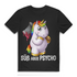 Süß aber Psycho Herren T-Shirt Einhorn Axt Motiv Funshirt Black