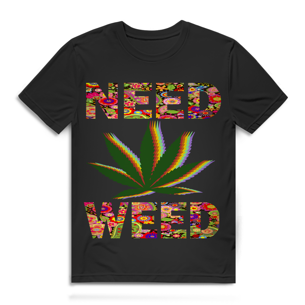 Need Weed Herren T-Shirt Cannabis Motiv Funshirt Black