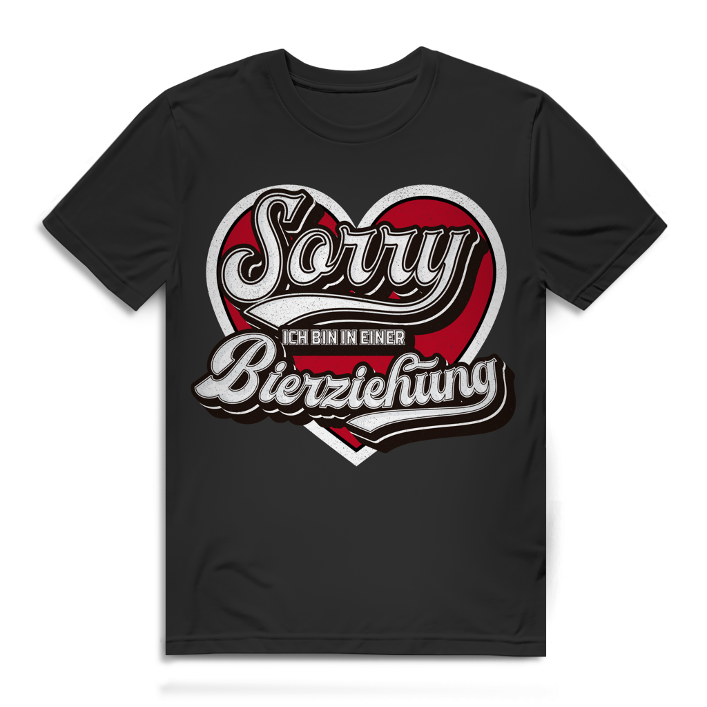 Sorry ich bin in einer Bierziehung Herren T-Shirt Bier Herz Funshirt Black