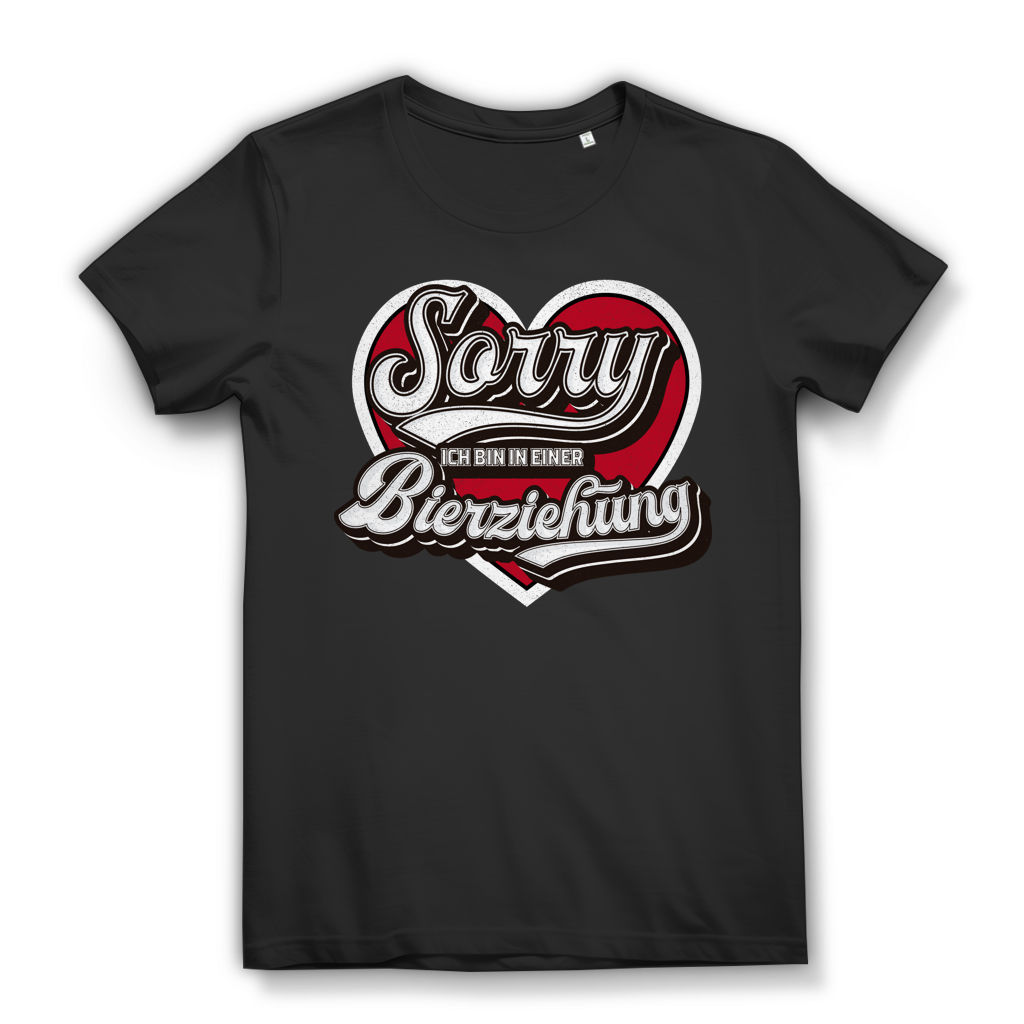 Sorry ich bin in einer Bierziehung Damen T-Shirt Bier Herz Funshirt Black