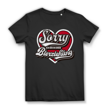Sorry ich bin in einer Bierziehung Damen T-Shirt Bier Herz Funshirt Black