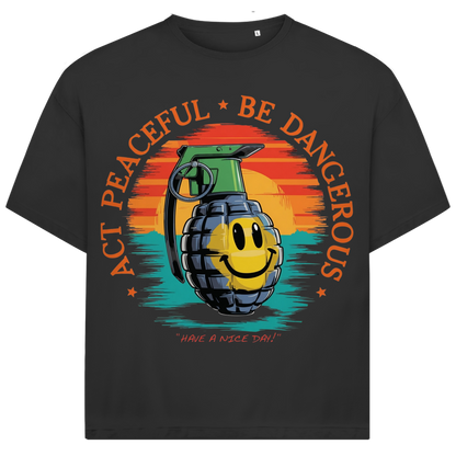 Jack &amp; Jones Oversize Act Peaceful Be Dangerous Handgranate Herren T-Shirt Black