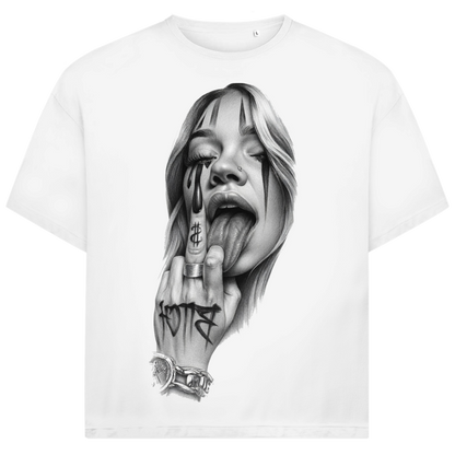 Jack &amp; Jones Oversize Bitch Face Mittelfinger Herren T-Shirt White