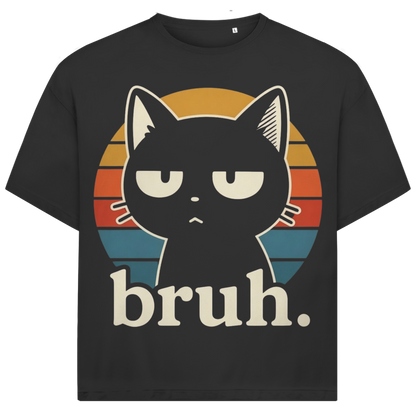 Jack &amp; Jones Oversize Bruh Cat Schwarze Bro Katze Herren T-Shirt Black