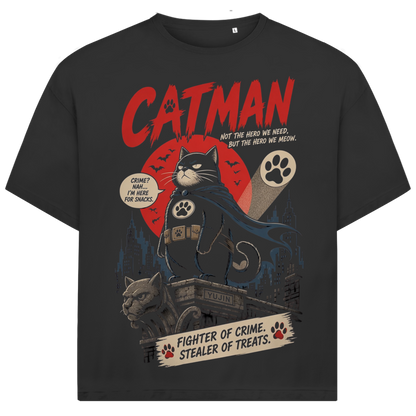 Jack &amp; Jones Oversize Catman Superheld Katze Herren T-Shirt Black