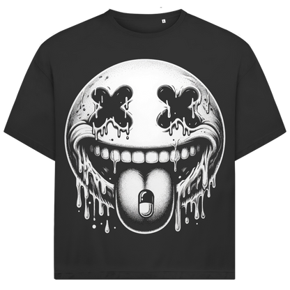 Jack &amp; Jones Oversize Dripping Smiley Face Herren T-Shirt Black
