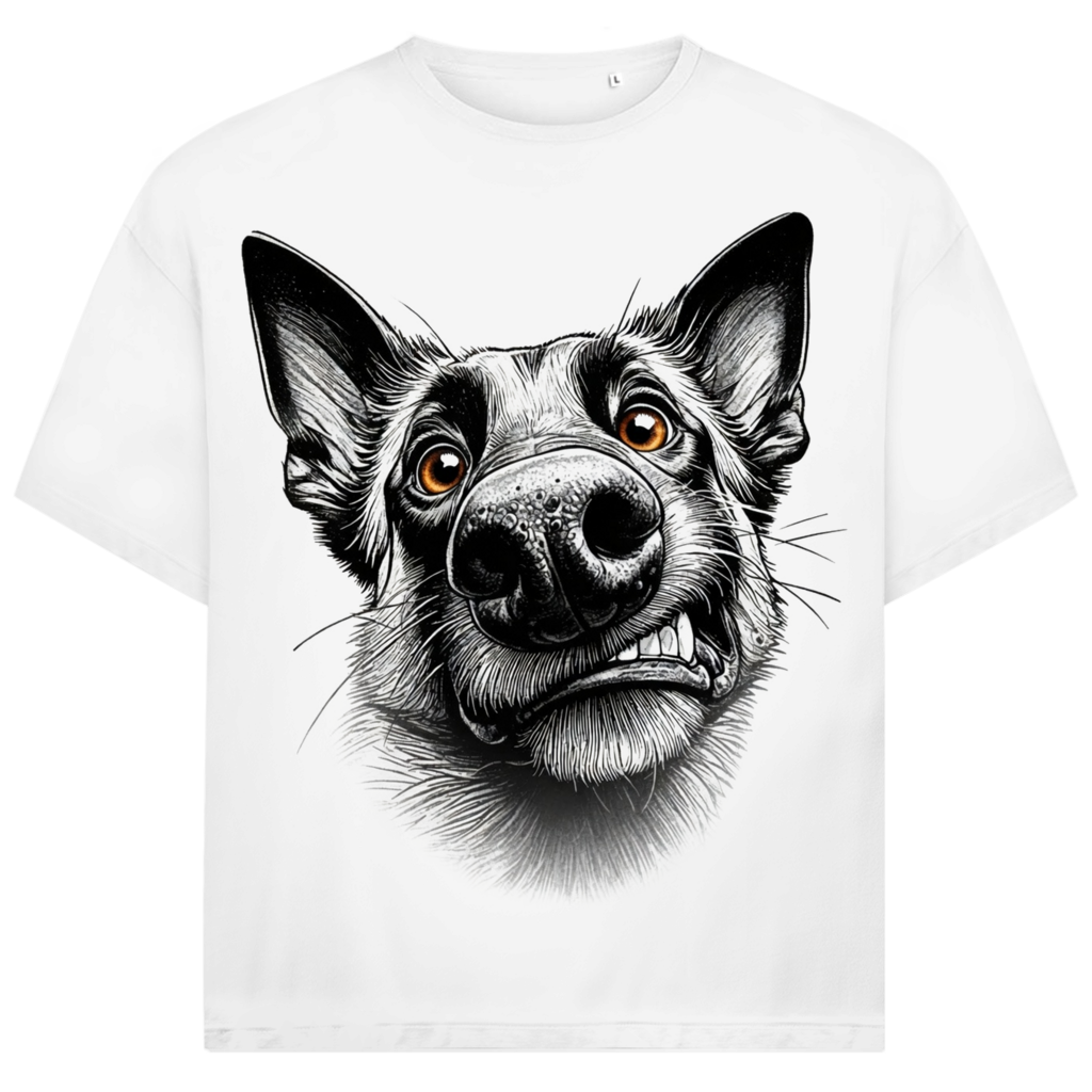 Jack &amp; Jones Oversize Durchgedrehter Schäferhund Herren T-Shirt White