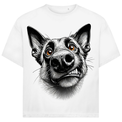Jack &amp; Jones Oversize Durchgedrehter Schäferhund Herren T-Shirt White