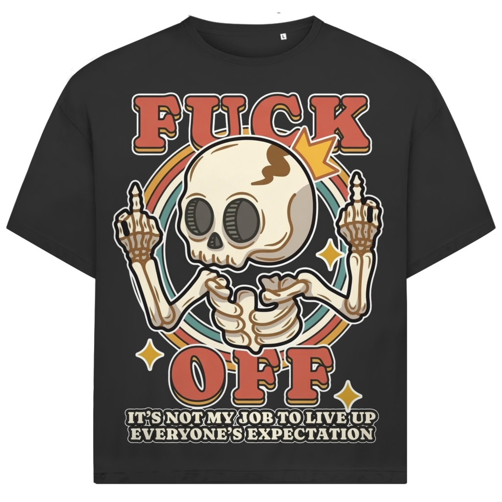 Jack &amp; Jones Oversize Fuck Off Skeleton Herren T-Shirt Black