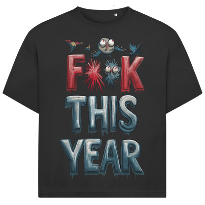 Jack &amp; Jones Oversize Fuck This Year Herren T-Shirt Black